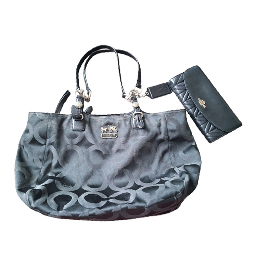 Coach Signature Tote Bag & Leather Wallet Set
