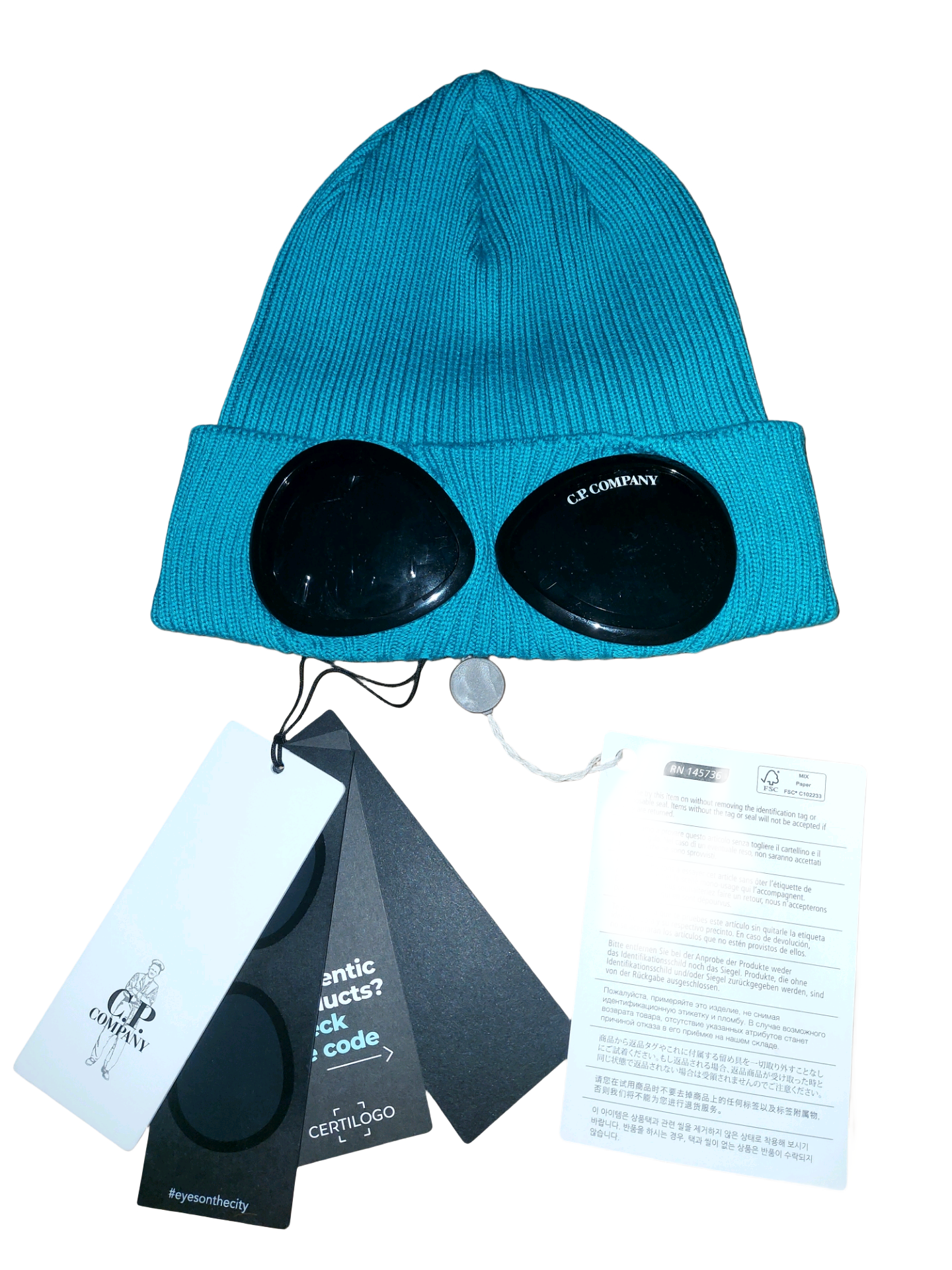 C.P. Company Goggle Beanie Tile Blue