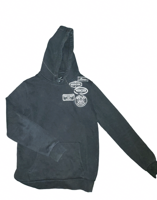 Mercier Printed Badge Hoodie Black Size Small (Fits Medium)