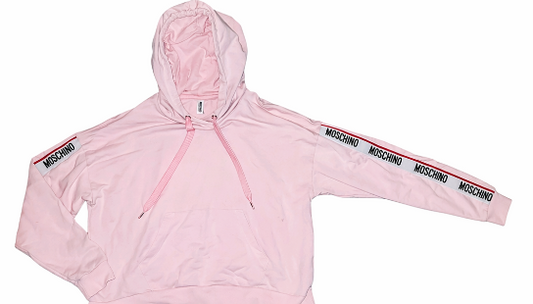 Moschino Underwear Logo Tape Cropped Hoodie Pink Size Small