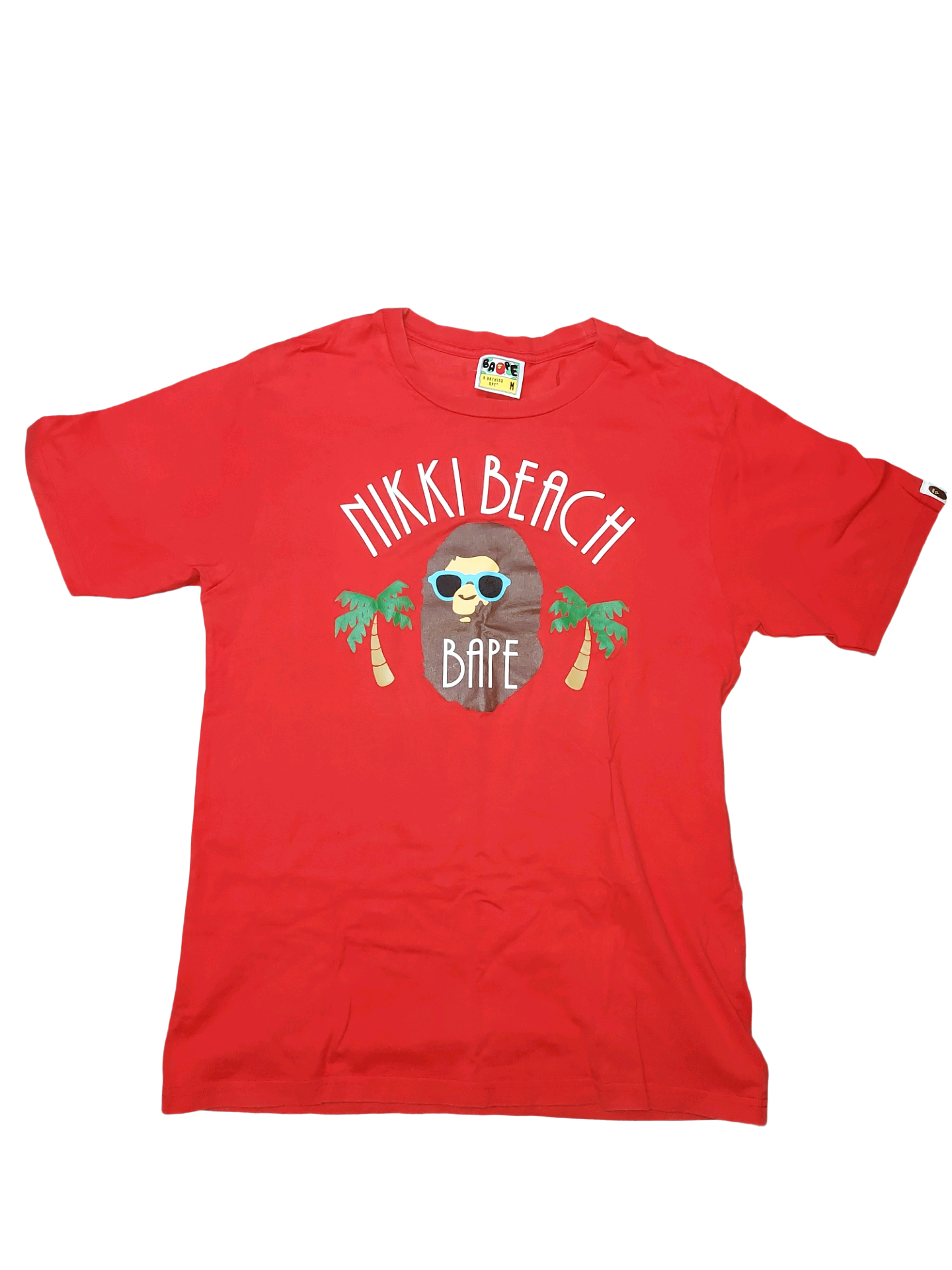 A Bathing Ape “Nikki Beach” Ape Head Graphic T-Shirt Red Size M