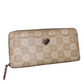 Coach Signature Hearts Zip Around Wallet Khaki Pink