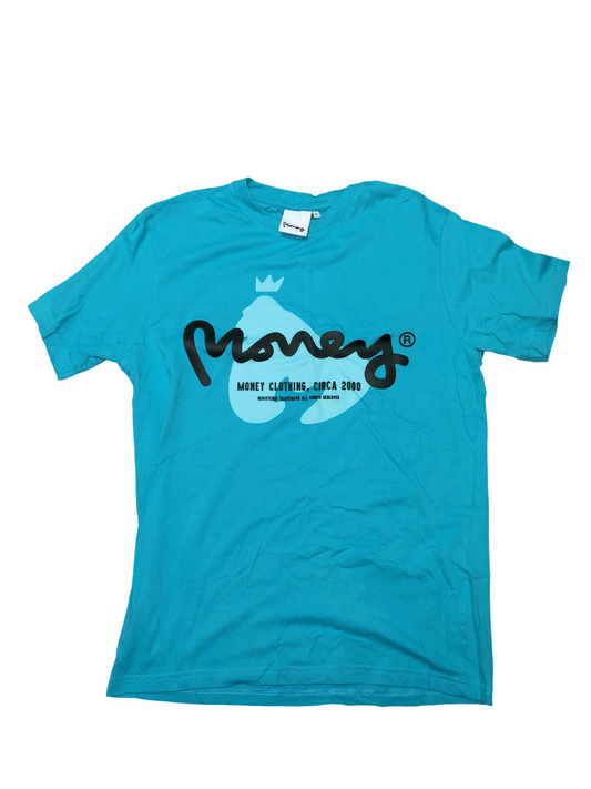 Money Clothing Script Logo T-Shirt Blue Size M