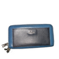 Coach Colourblock Leather Zip Around Wallet Blue Black
