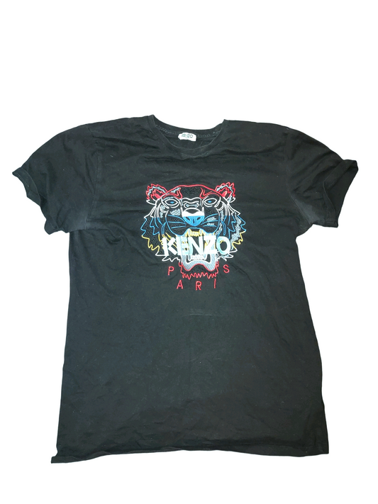 Kenzo Paris Neon Tiger Logo T-Shirt Black Size M