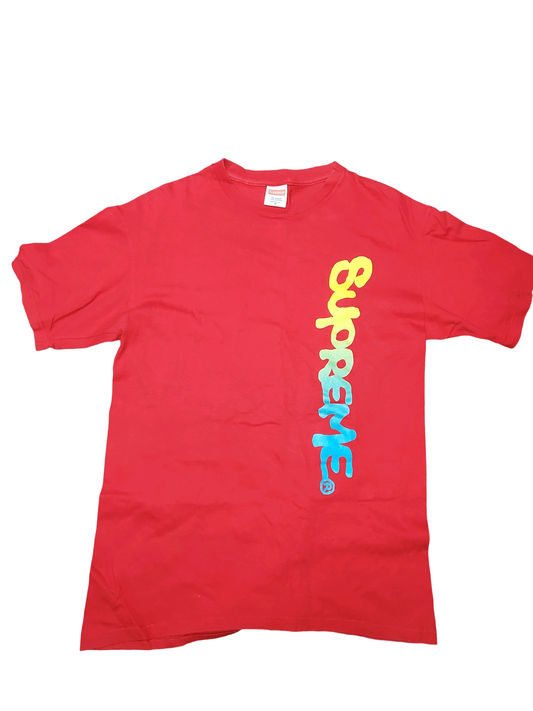 Supreme T-shirt featuring vertical gradient logo print