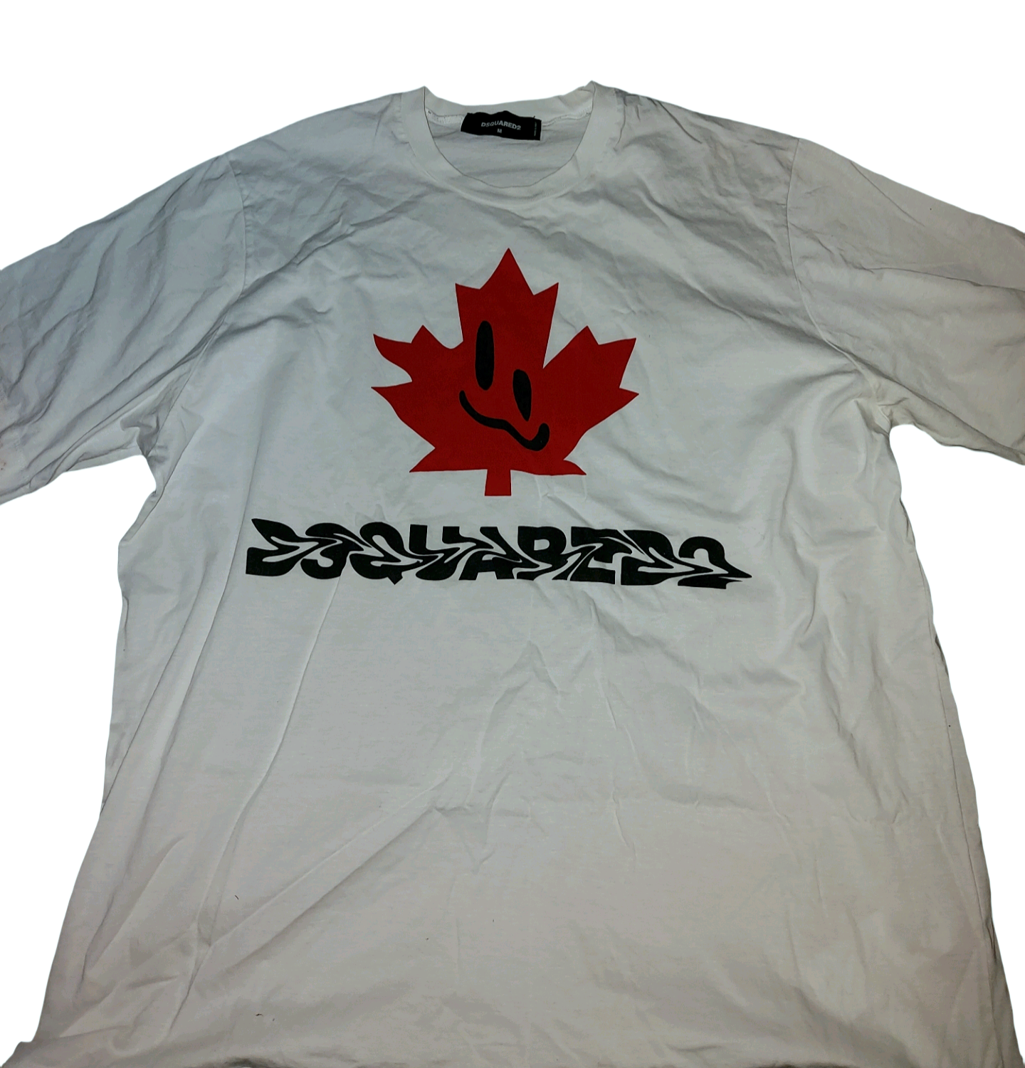 Dsquared2 Smiley Maple Leaf Logo T-Shirt White Size M (Fits XL)