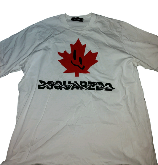 Dsquared2 Smiley Maple Leaf Logo T-Shirt White Size M (Fits XL)