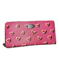 Coach Heart Print Zip Around Wallet Pink Leather