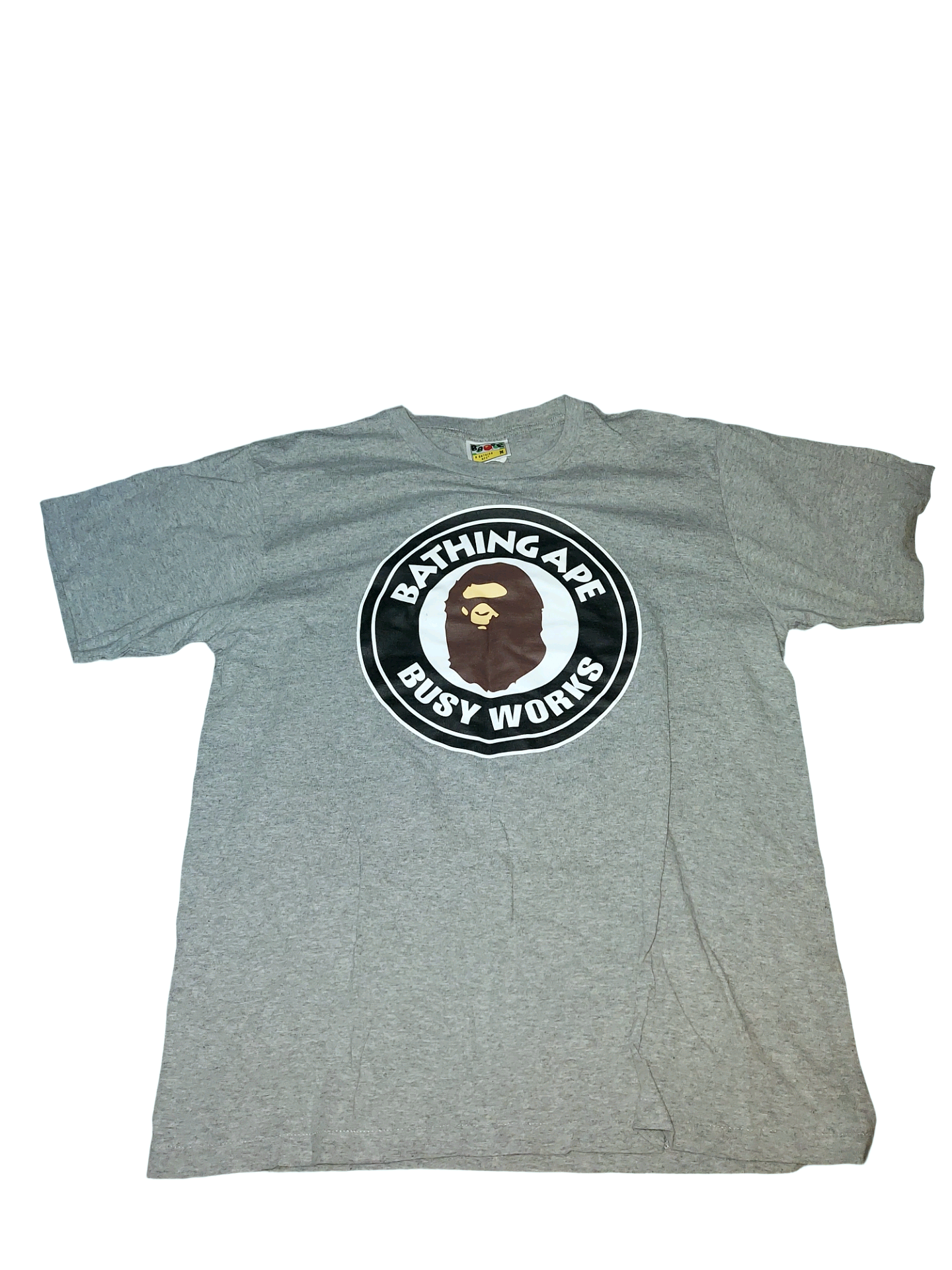 A Bathing Ape Busy Works Ape Head Logo T-Shirt Grey Size M