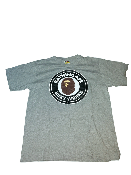 A Bathing Ape Busy Works Ape Head Logo T-Shirt Grey Size M