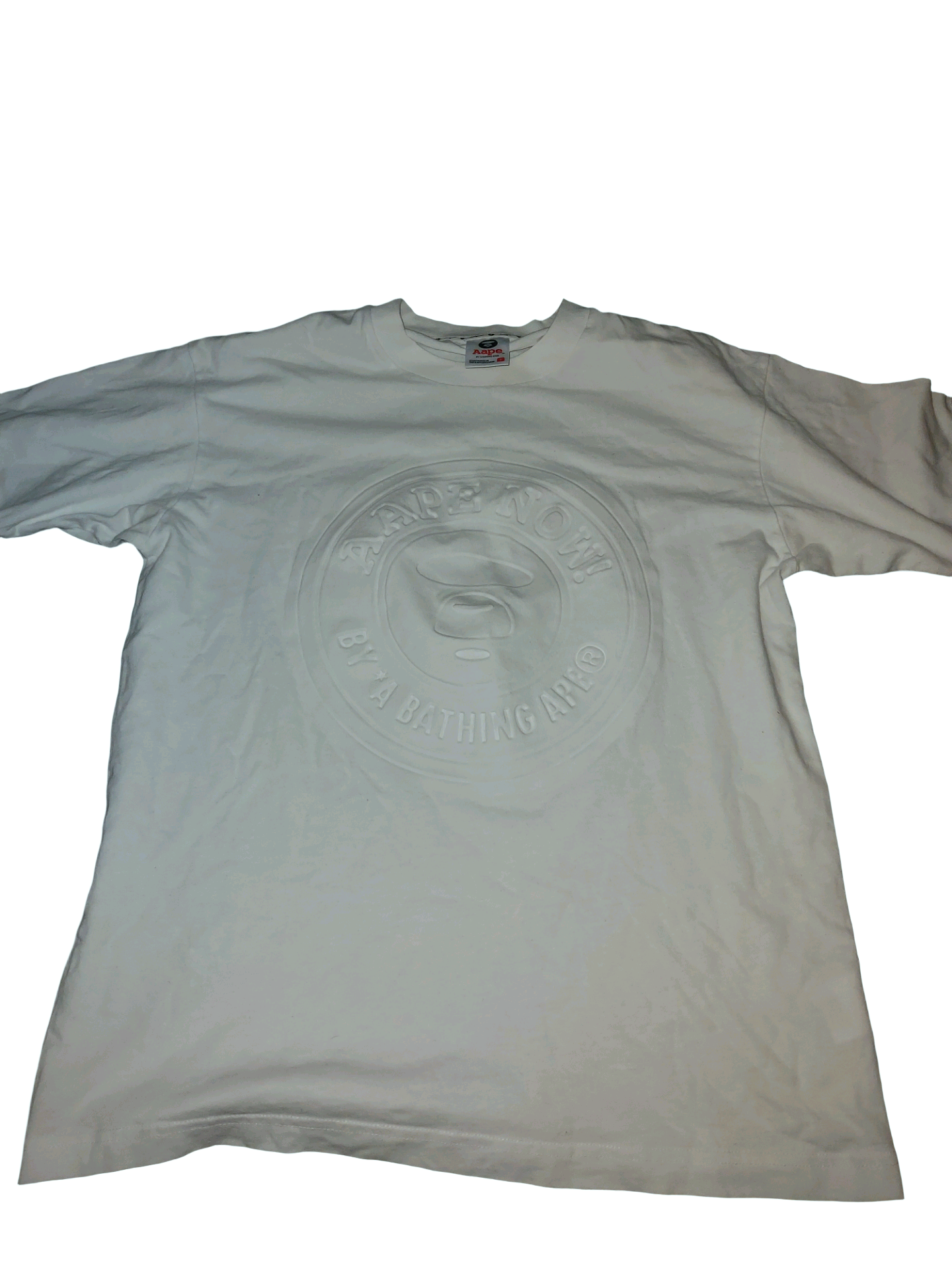 AAPE By A Bathing Ape Embossed Ape Head Logo T-Shirt White Size M