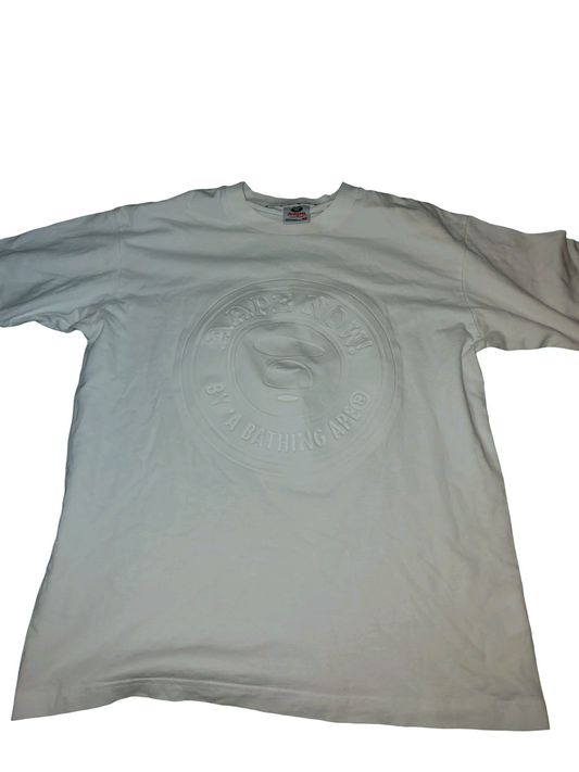 AAPE By A Bathing Ape Embossed Ape Head Logo T-Shirt White Size M