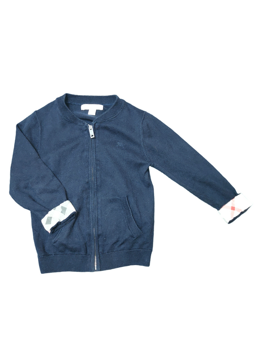 Burberry Kids Check Cuff Zip Cardigan Navy Size 3 Years
