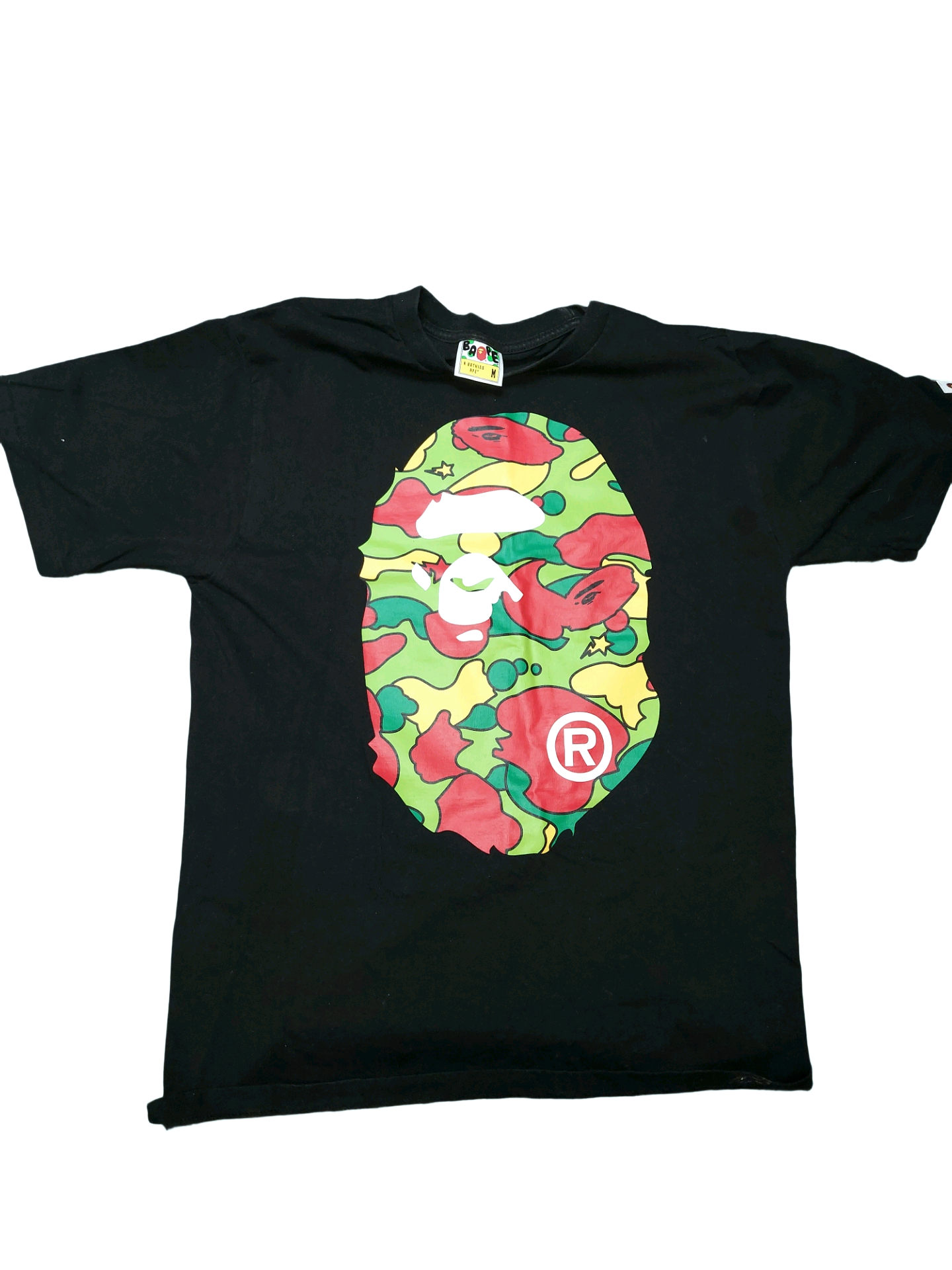 A Bathing Ape Multi Camo Ape Head Graphic T-Shirt Black Size M