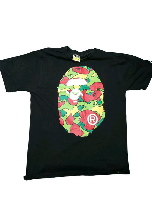 A Bathing Ape Multi Camo Ape Head Graphic T-Shirt Black Size M