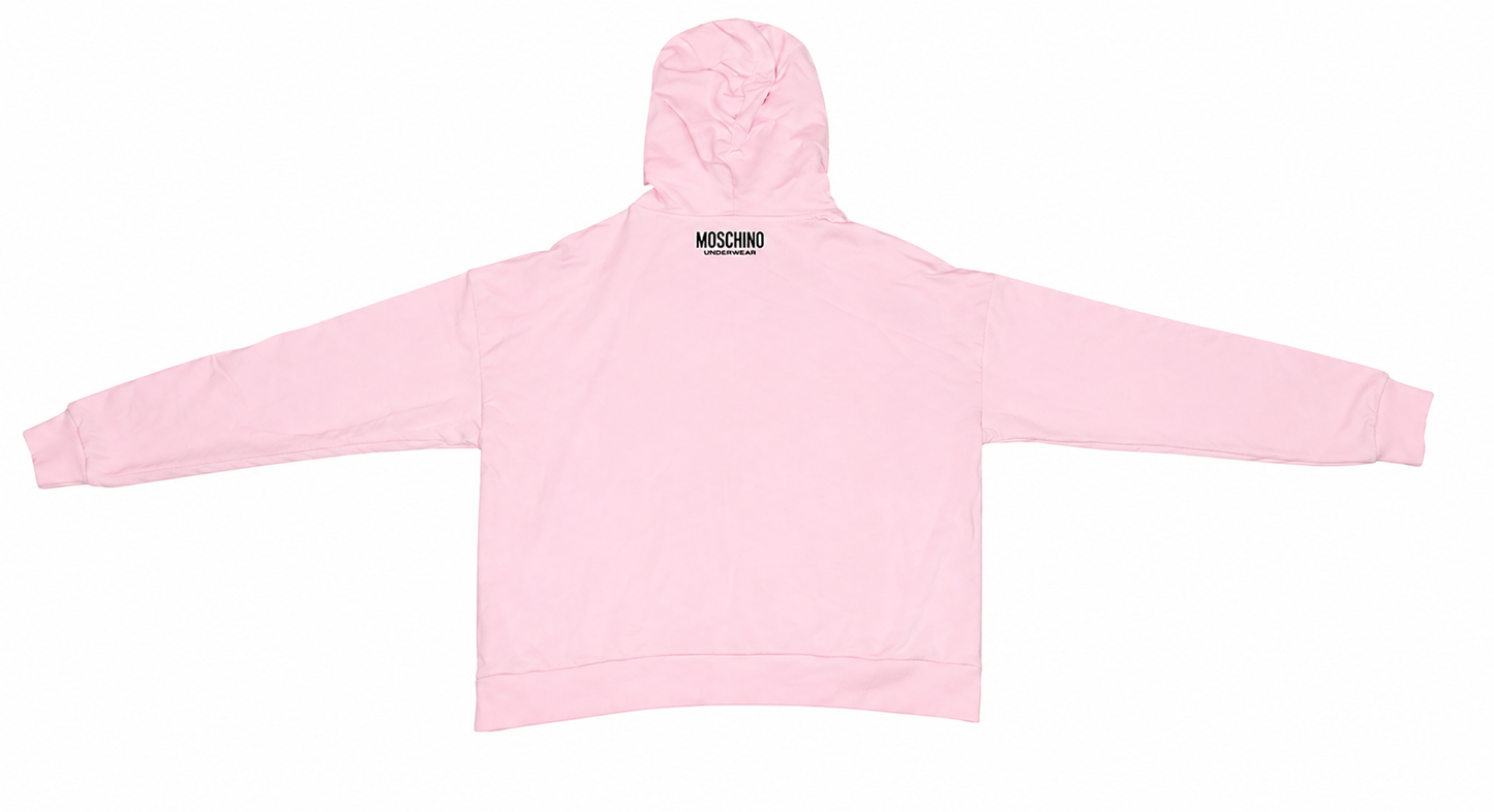 Moschino Underwear Logo Tape Cropped Hoodie Pink Size Small