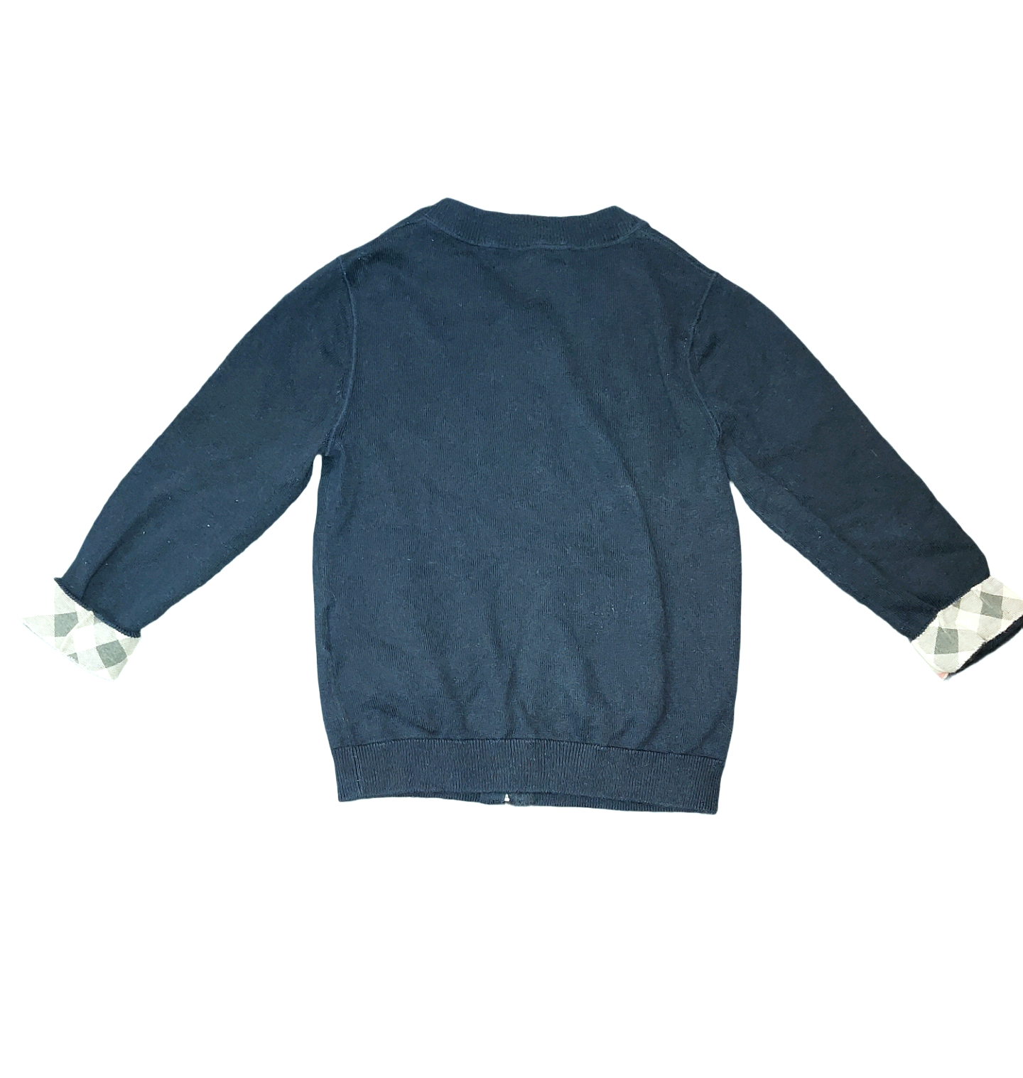 Burberry Kids Check Cuff Zip Cardigan Navy Size 3 Years