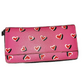 Coach Heart Print Zip Around Wallet Pink Leather