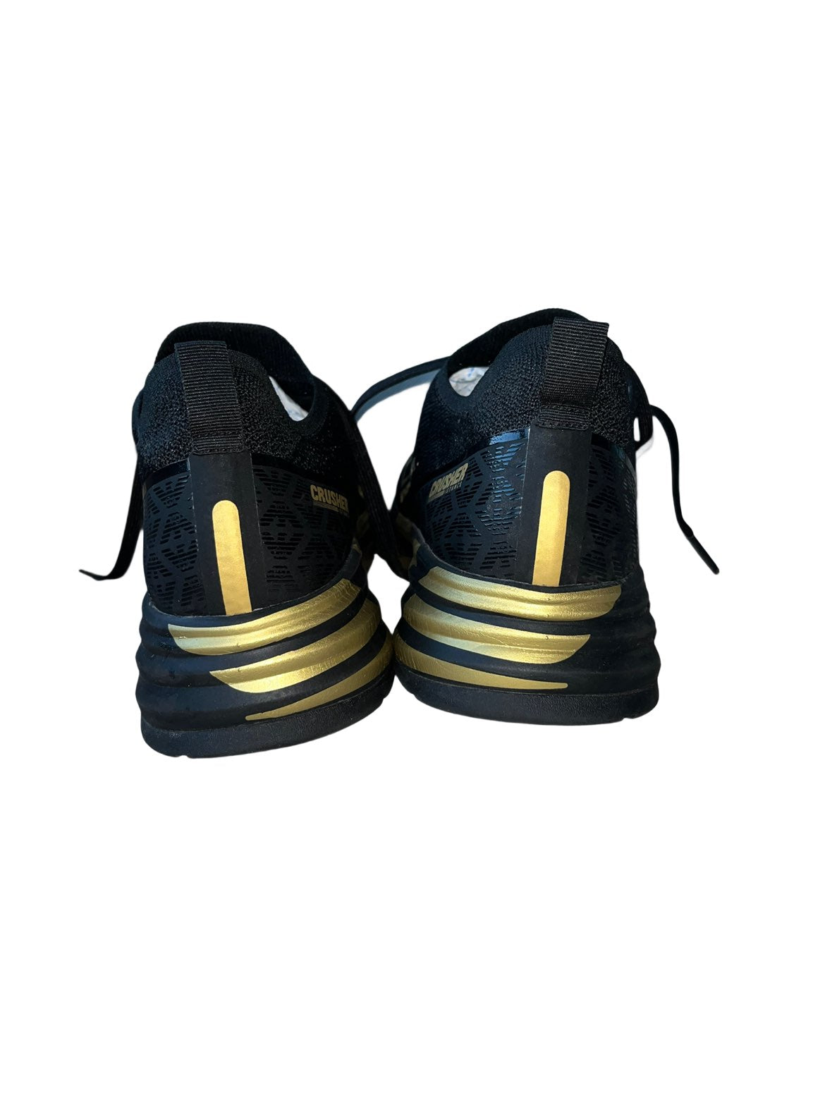 EA7 Emporio Armani Crusher Distance Knit Trainers – Black/Gold (Size 9)