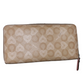 Coach Signature Hearts Zip Around Wallet Khaki Pink