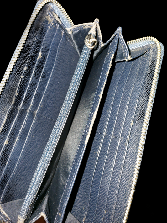 Coach Colourblock Leather Zip Around Wallet Blue Black