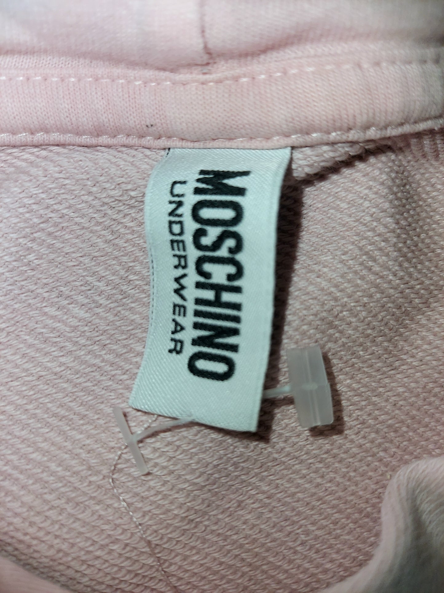 Moschino Underwear Logo Tape Cropped Hoodie Pink Size Small