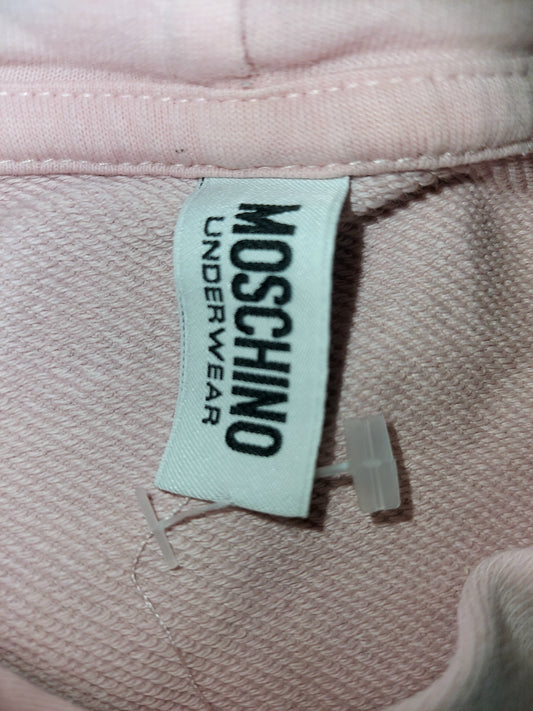 Moschino Underwear Logo Tape Cropped Hoodie Pink Size Small