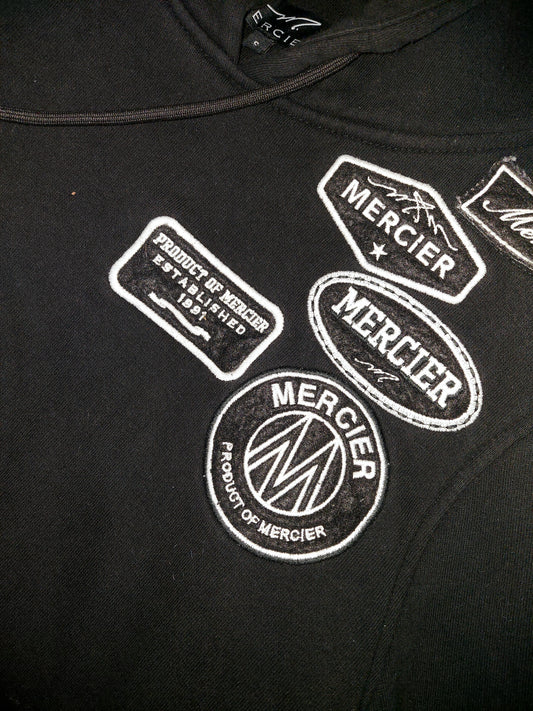 Mercier Printed Badge Hoodie Black Size Small (Fits Medium)