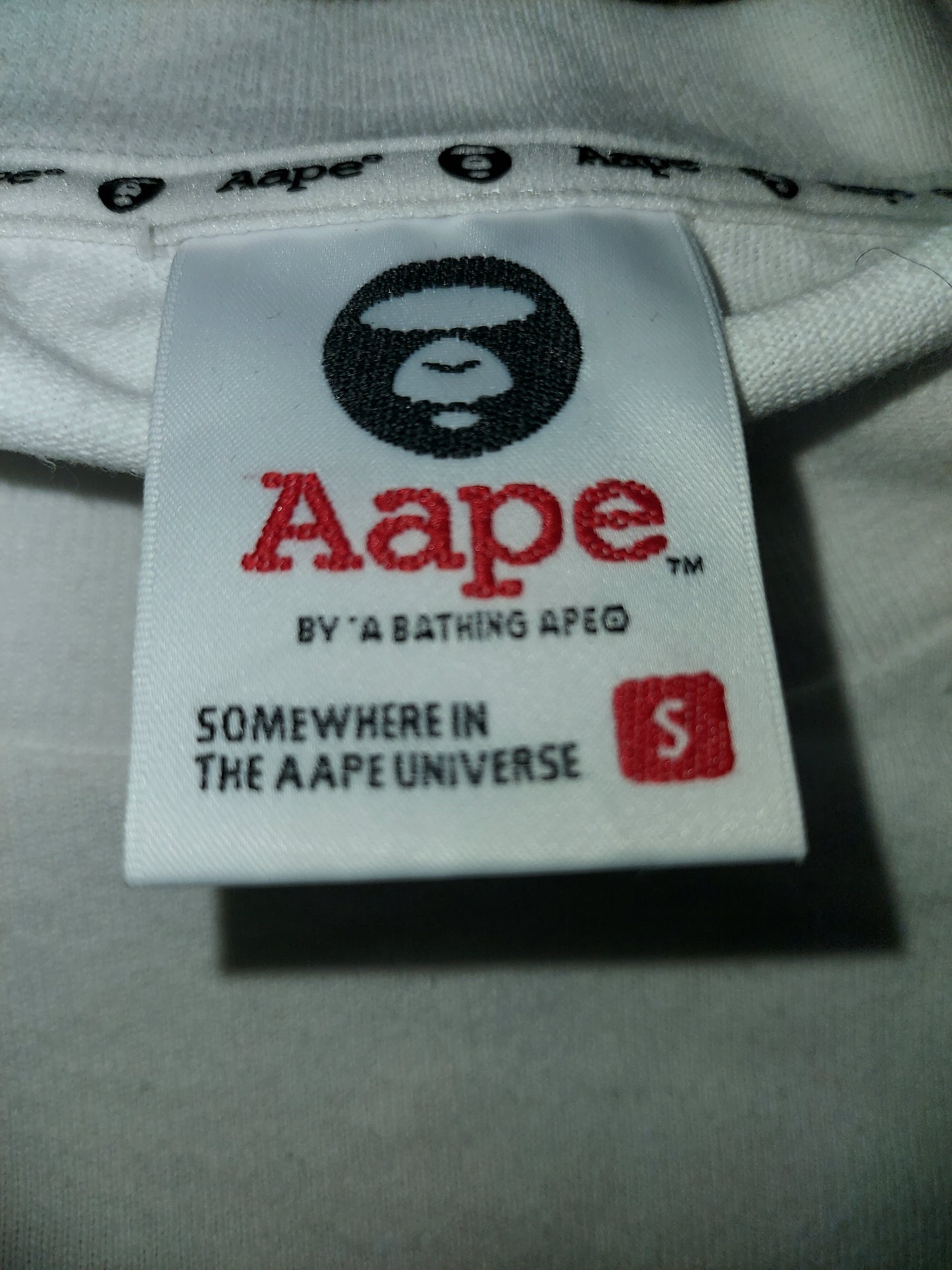 AAPE By A Bathing Ape Embossed Ape Head Logo T-Shirt White Size M