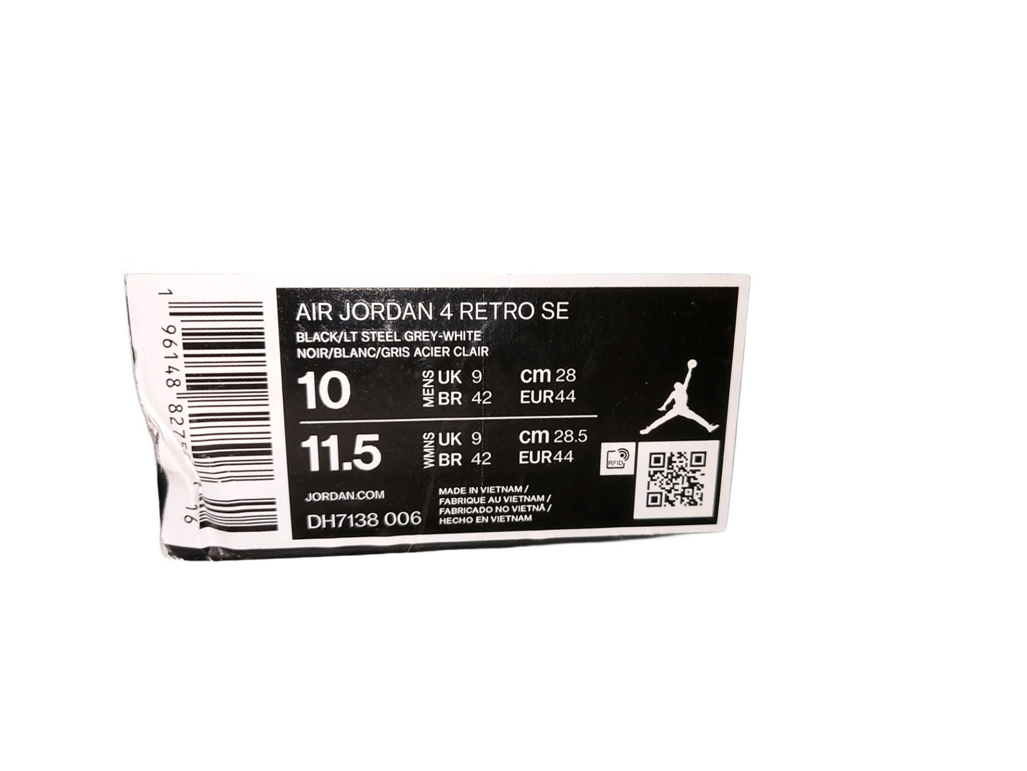 Air Jordan 4 Retro SE Black Canvas (Size 9)